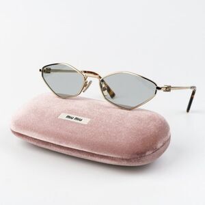NEW Miu Miu MU56ZS ZVN50K REGARD Pale Gold Grey Geometric Unisex Sunglasses